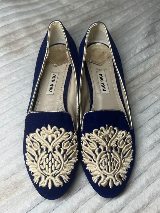 Женские Miu Miu Балетки Тёмно-синие 37
