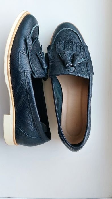 Женские Лоферы Тёмно-синие Кожа 39