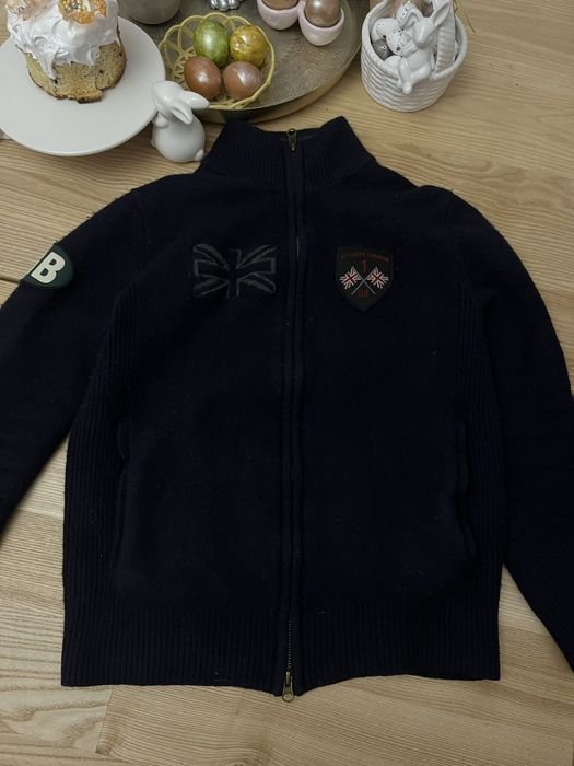 Men Hackett London Cardigan Black Wool S-M