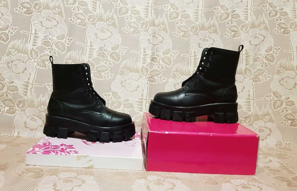 Women Leather Boots Black 40