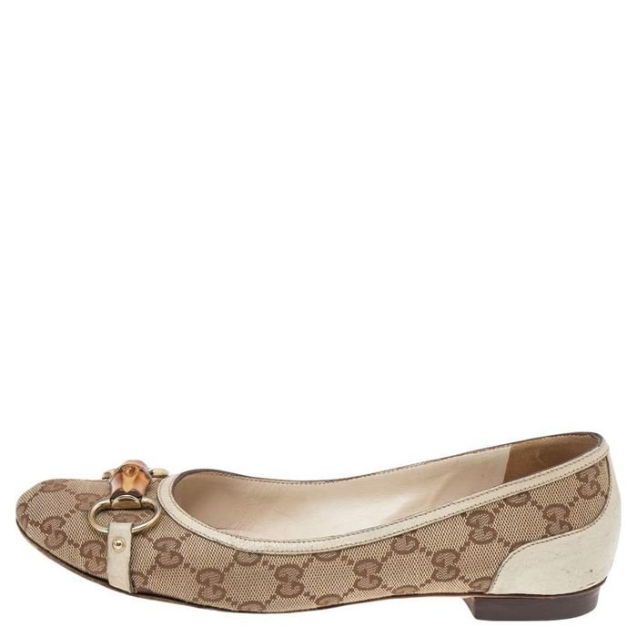 Женские Gucci Балетки Бежевый Текстиль 38.5