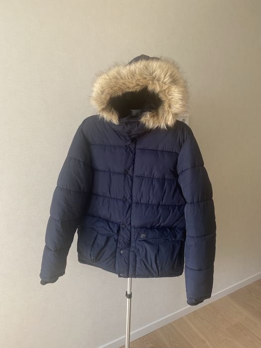 Uomo Pull&Bear Giacca Invernale Blu Navy