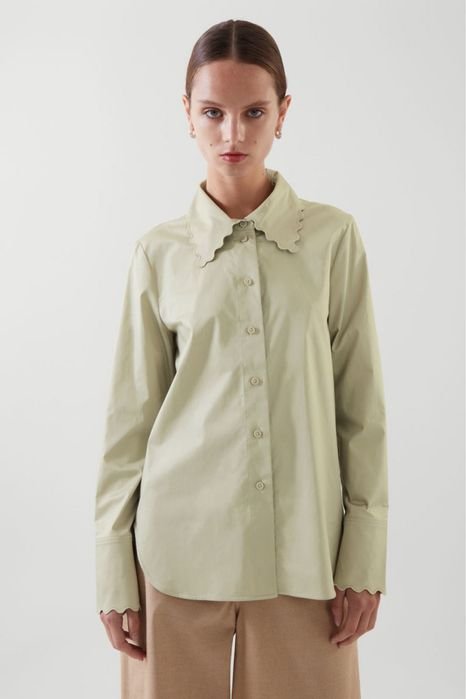 Женская COS Сорочка Зелёная Хлопок 36