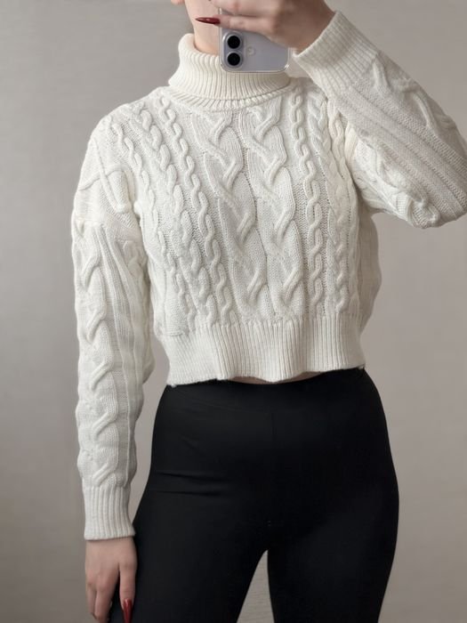 Женская Вязаная Свитер Белый Шерсть Один размер