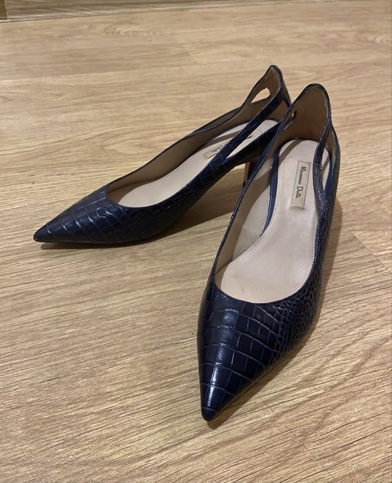 Женские Massimo Dutti Туфли Тёмно-синие Кожа 38