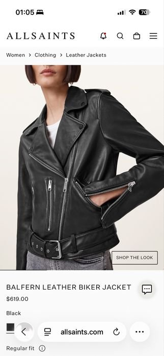 Donna All Saints Giacca Biker Nera 34