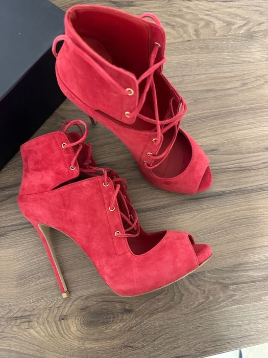 Women Le Silla Ankle Boots Red Suede 38