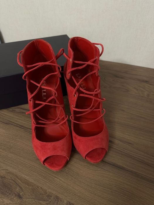 Women Le Silla Ankle Boots Red Suede 38