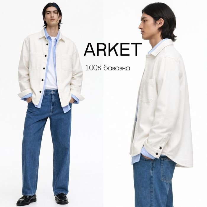 Herren Arket Hemd Off-White Baumwolle 38