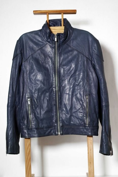 Homme Hugo Boss Veste Bleu Marine Cuir 38