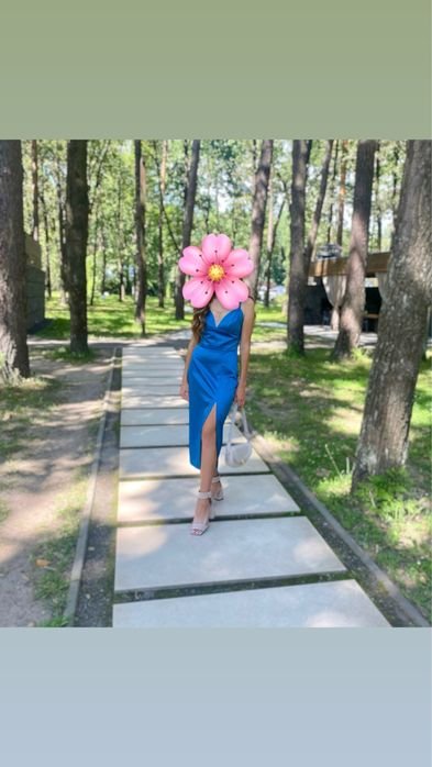 Женский Платье Тёмно-синий Атлас 36