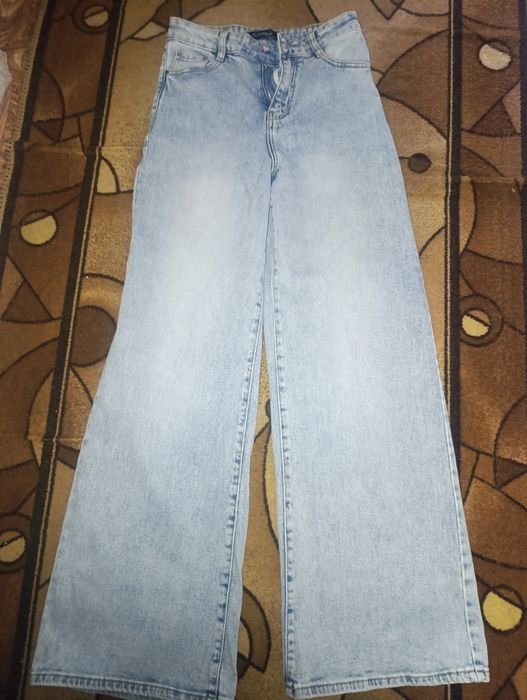 Женские Джинсы Широкие Тёмно-синие Другой