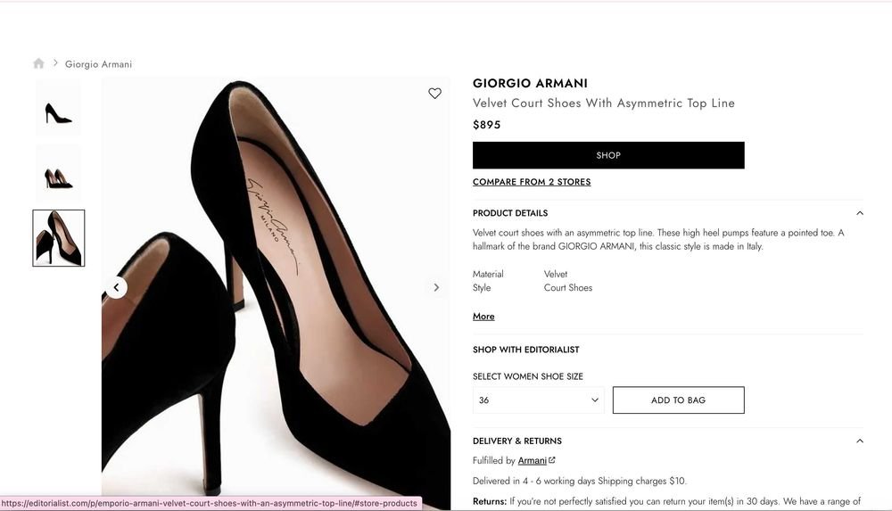 Женские Giorgio Armani Туфли Чёрные Кожа 39