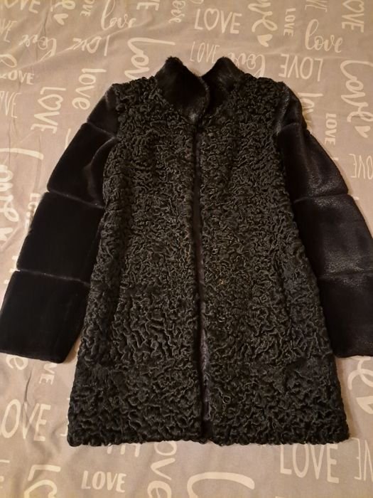 Donna Cappotto Nero Visone 36