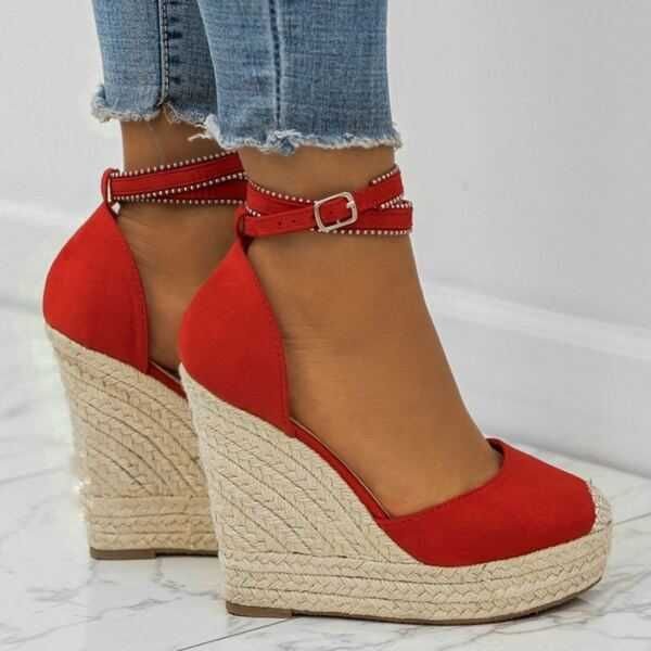 Damen Absatzschuhe Rot Kunstleder 40