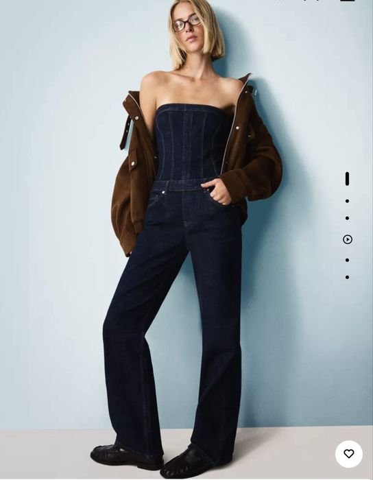 Donna Bershka Tuta Blu Navy Denim M