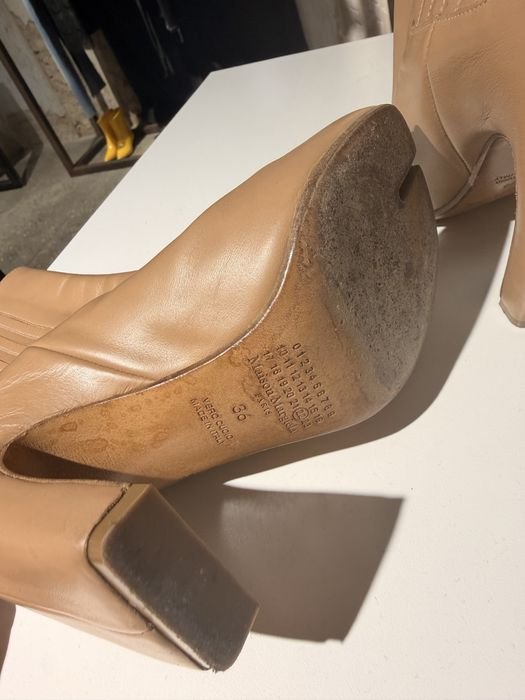 Женские Maison Margiela Ботильоны Бежевый Кожа 36