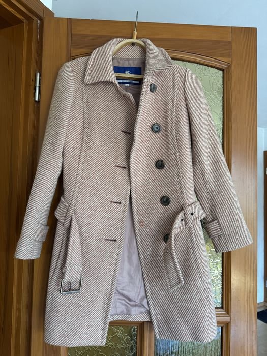 Femme Burberry Manteau Bleu Laine Cachemire 34