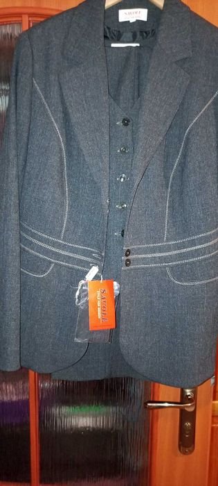 Damen Anzug mit Hosen Grau Anderes Material 44