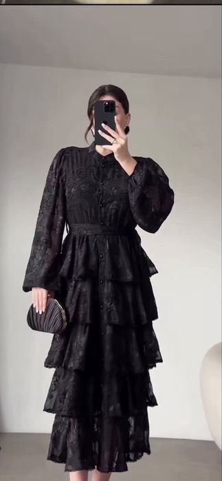 Женский Платье Чёрный Другой материал 38