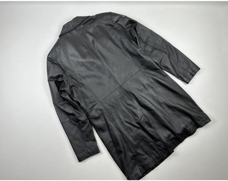 Женский Шершава Плащ Чёрный Кожа 40