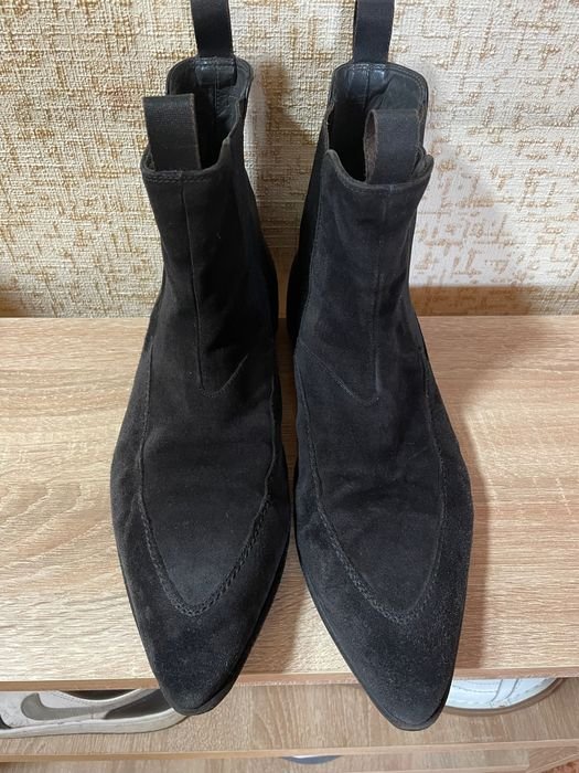 Мужской Ботинки Чёрный Замша 43