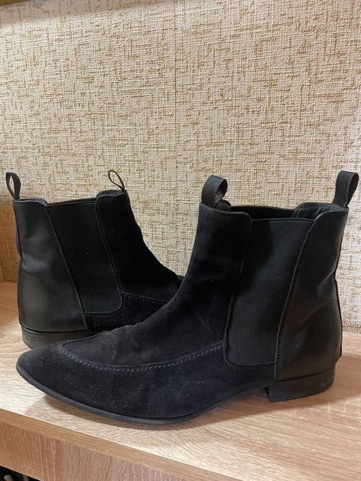 Мужской Ботинки Чёрный Замша 43