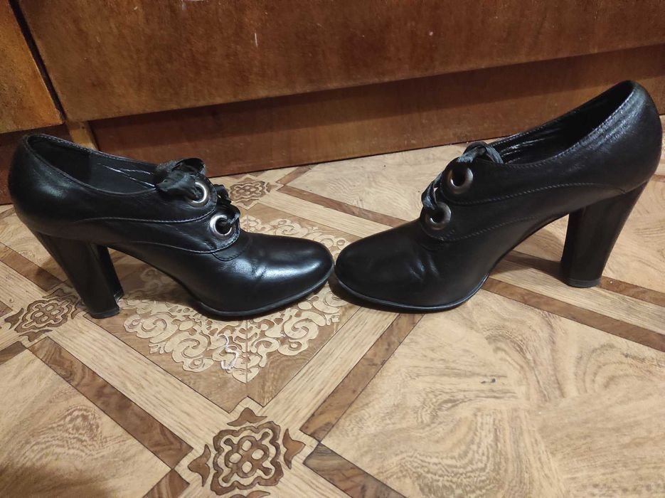 Женские Туфли Чёрные Натуральная Шкера 38