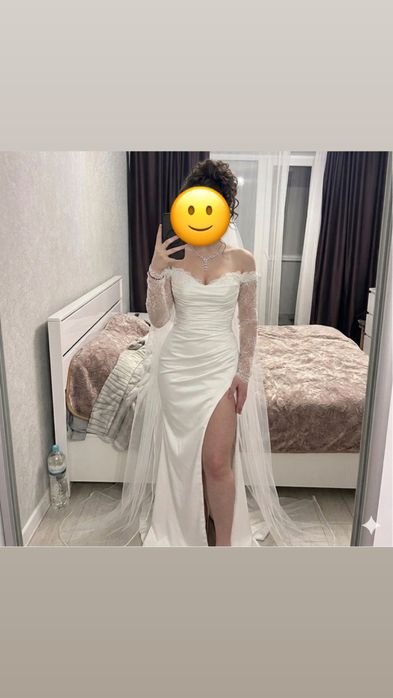 Women Wedding Dress White Satin 36 / S / 44