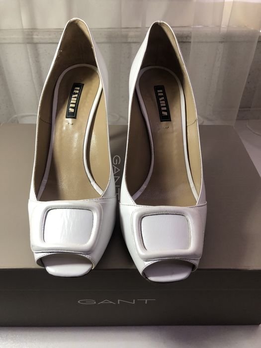 Women Heels White Leather 39