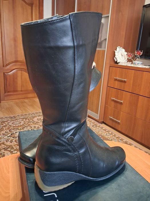 Damen Stiefel Leder Schwarz 39
