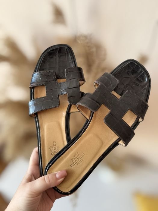 Женские HERMES Шльопанці Коричневий Натуральна