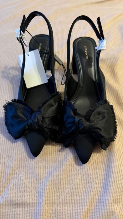 Women Heels Black Textile 37