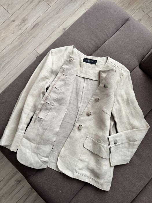 Женский Weekend Max Mara Пиджак Бежевый Лён 38