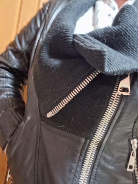 Donna Giacca di Pelle Nera 42