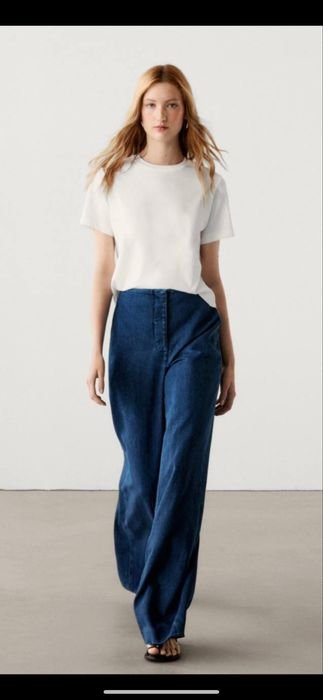 Damen Massimo Dutti Jeans Dunkelblau Baumwolle 42