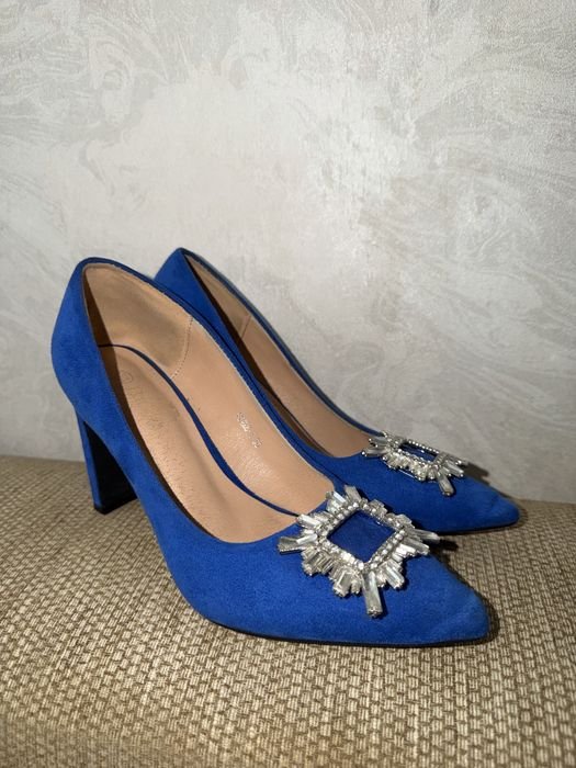 Damen High Heels Marineblau Wildleder 36