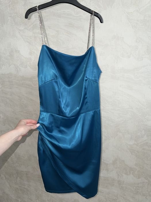 Damen Kleid Marine Satin 34