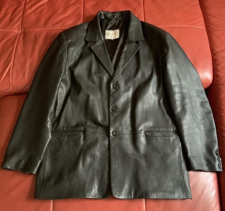 Uomo Giacca di Pelle Nera 52-54