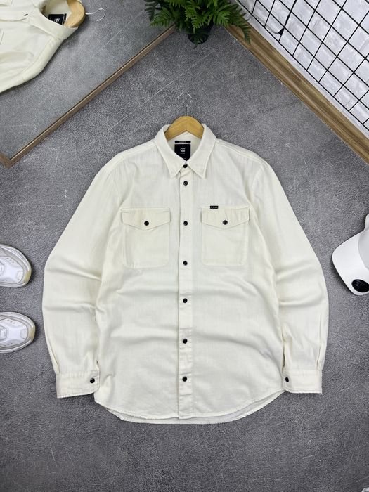 Uomo G-Star Raw Camicia Bianca Cotone 40