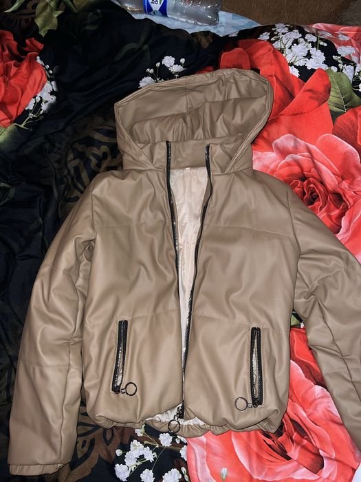 Damen Eco-Lederjacke Beige 36