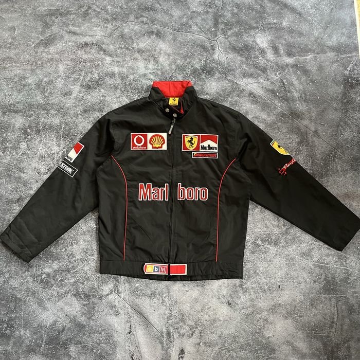 Homme Ferrari Marlboro Veste Noire Vintage M/L