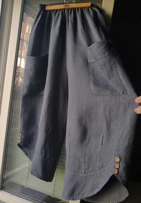 Donna Pantaloni Bohol Grigio-Blu Lino 44