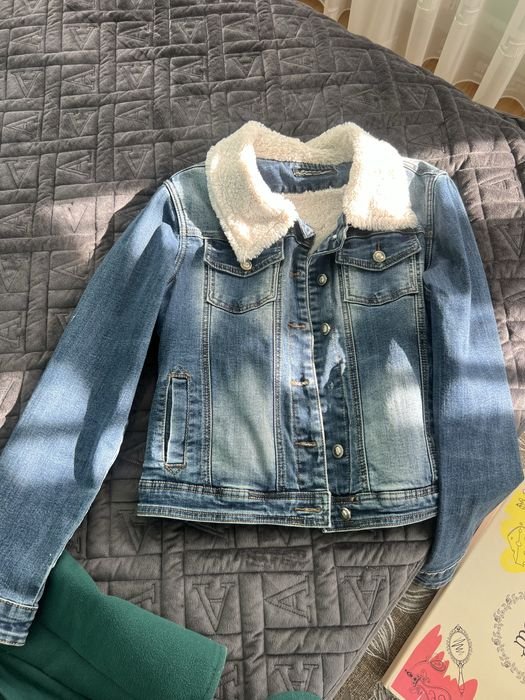 Women Denim Jacket Fur Lined Warm 36