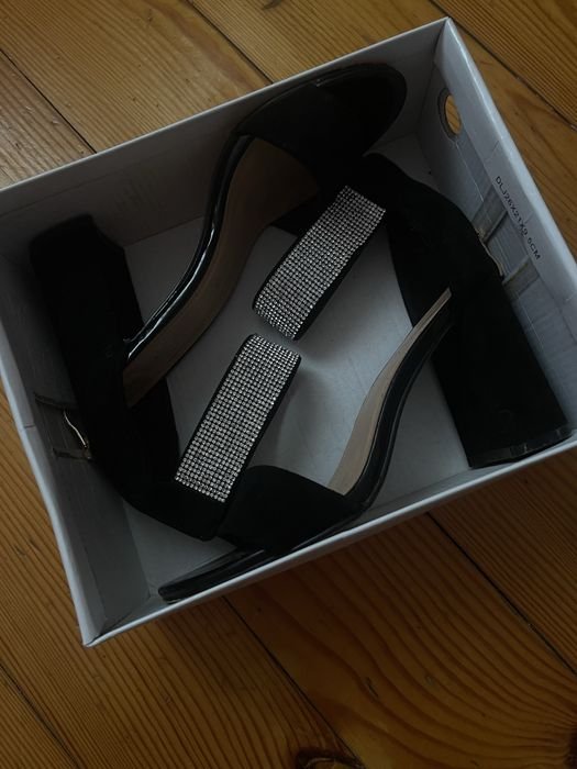 Women Heels Black Leather 38