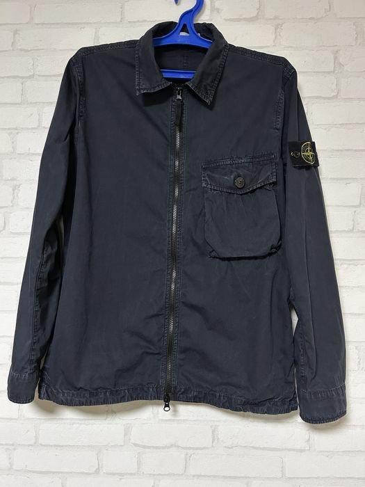 Uomo Stone Island Overshirt Blu Navy 38
