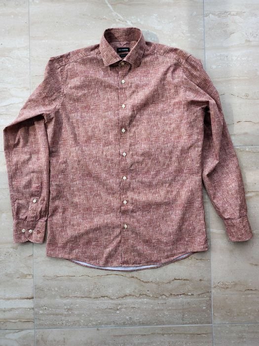 Men Roy Robson Shirt Orange Cotton 40