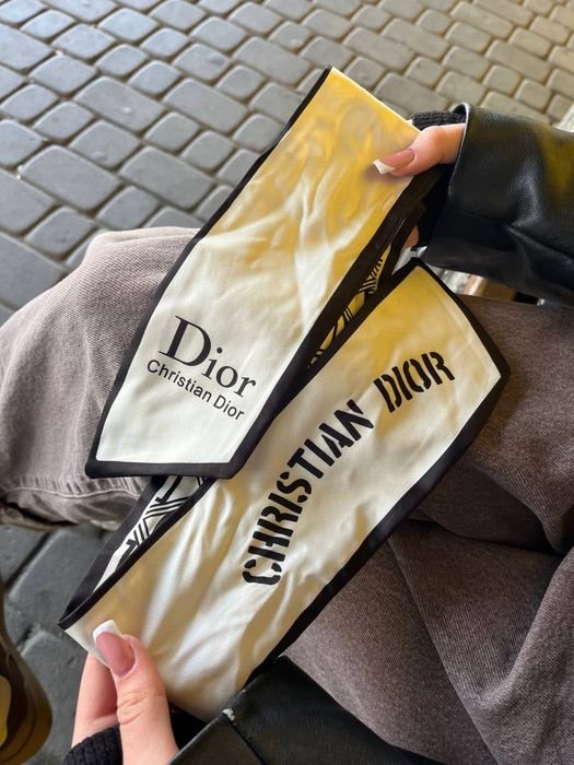 Unisex Christian Dior Schal Schwarz und Weiß Twill