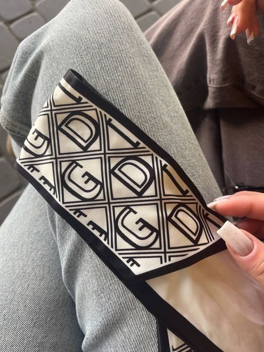 Unisex Christian Dior Schal Schwarz und Weiß Twill