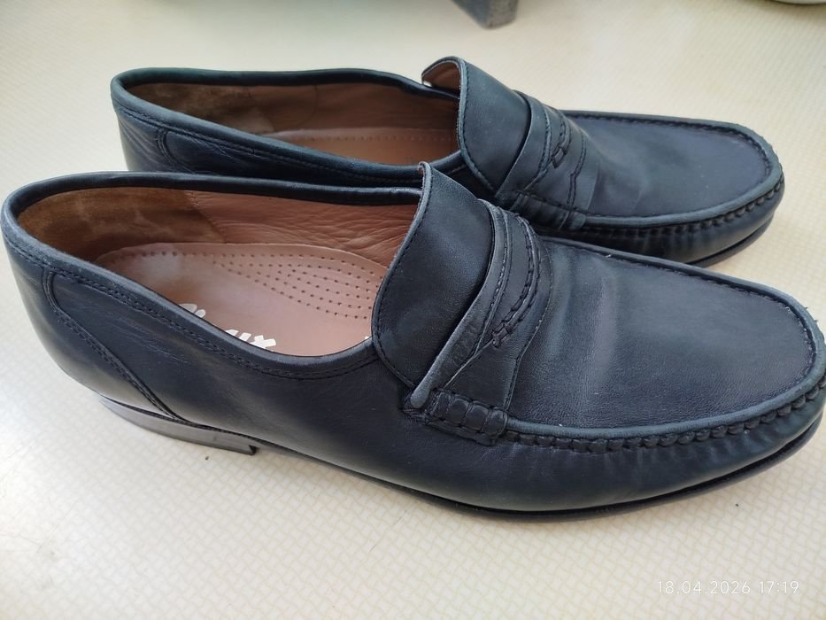 Men Sioux Loafers Black Leather 45